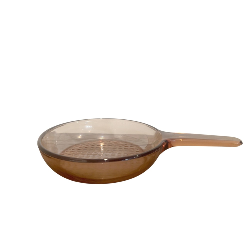 Visions Corning Skillet Frying Pan Brown Glass 7" Waffle Bottom VTG Cookware USA
